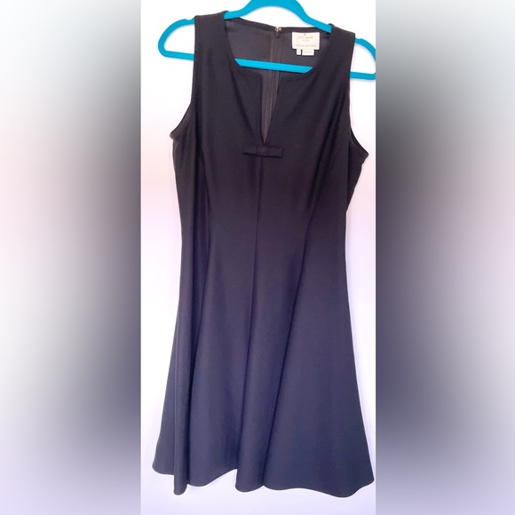 Kate Spade New York Vintage Fit-N-Flare Sleeveless Bow at V Neck Black Dress - Picture 10 of 13